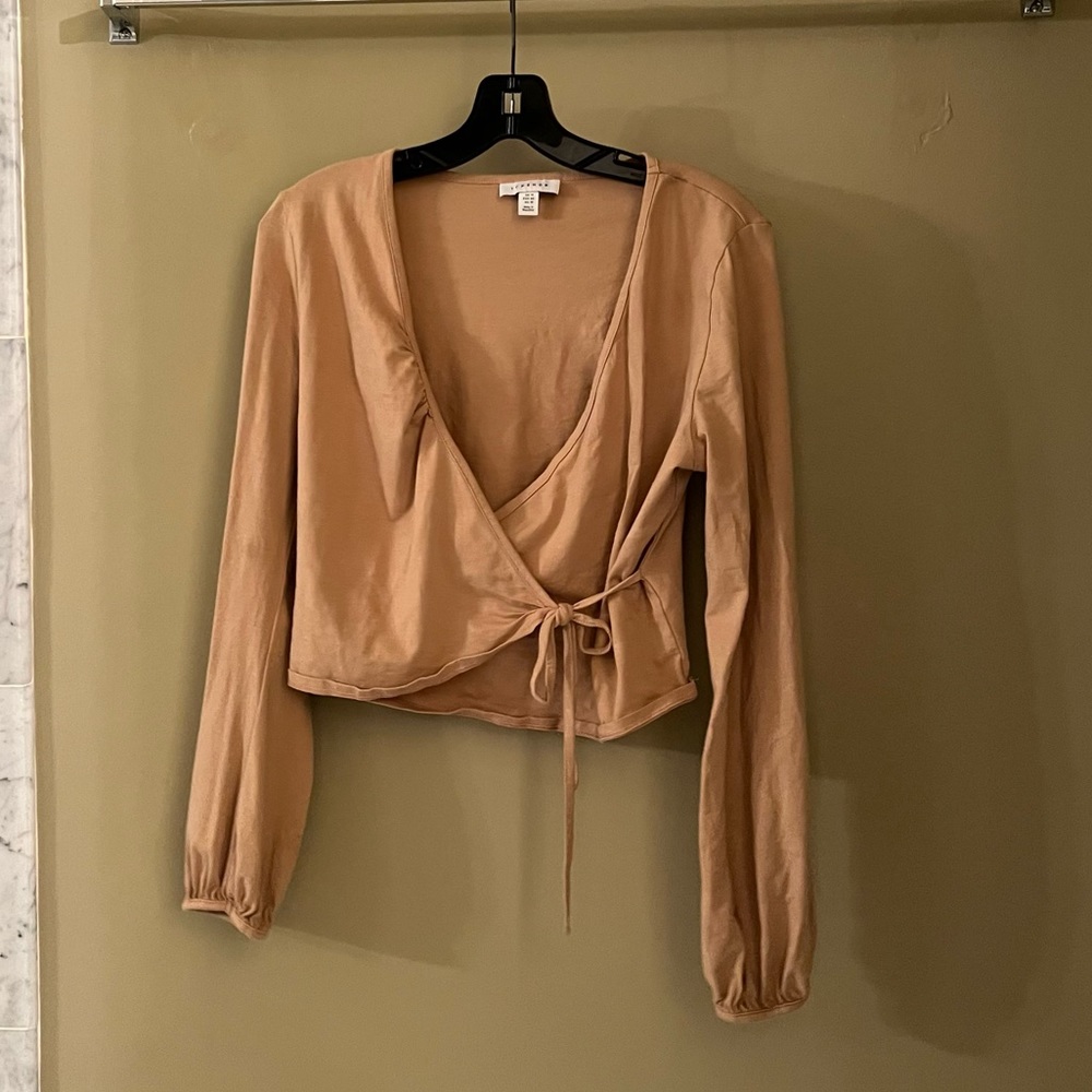 Topshop long sleeve wrap top